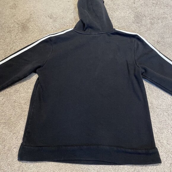 ADIDAS Boys Signature HoodieSweatshirt  Sz Large 14/16 Black with White Stripes - Picture 10 of 11